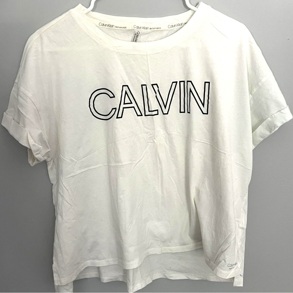 Calvin Klein Performance Shirt Womens XL‎ Boxy Cropped Casual Tee Y2K